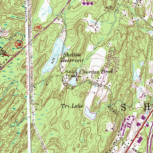 Topographic Map of Chordas Pond, CT
