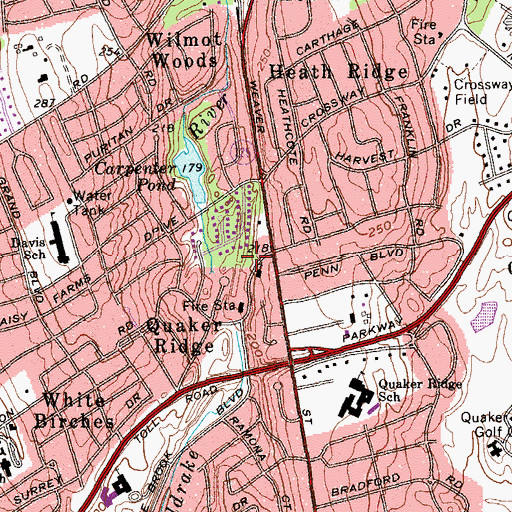 Topographic Map of Quaker Ridge Station (historical), NY