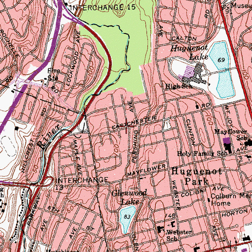 Topographic Map of Chester Heights, NY