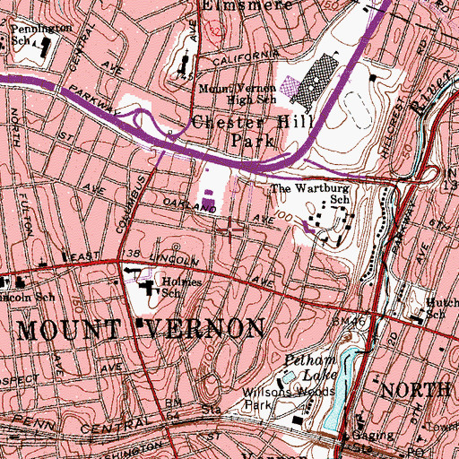 Topographic Map of Pinckney Heights, NY