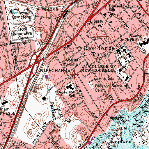 Topographic Map of Woodside, NY