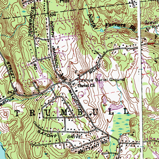 Topographic Map of Christ Church, CT