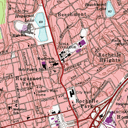 Topographic Map of Loftus Hall, NY