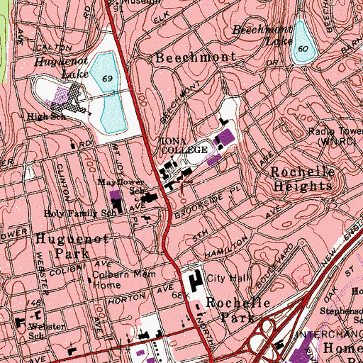 Topographic Map of Ryan Library, NY