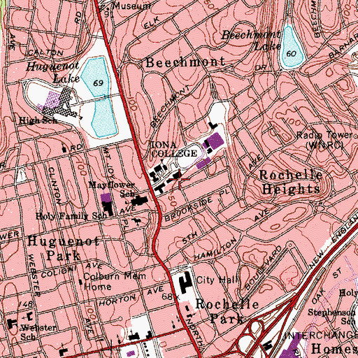 Topographic Map of Amend Hall, NY