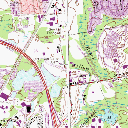 Topographic Map of Christian Lane Cemetery, CT