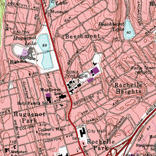 Topographic Map of Walsh Hall, NY