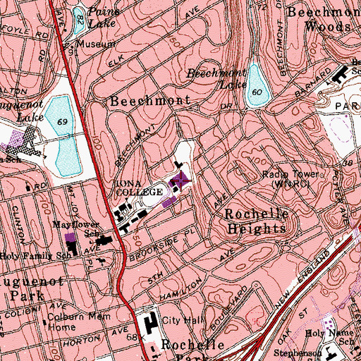 Topographic Map of Hagen Hall, NY