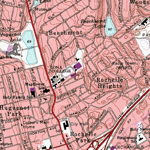 Topographic Map of Hynes Athletic Center, NY