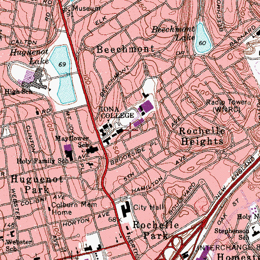 Topographic Map of Modern Foreign Languages House, NY