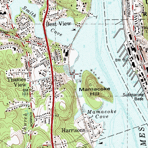 Topographic Map of Church Brook, CT