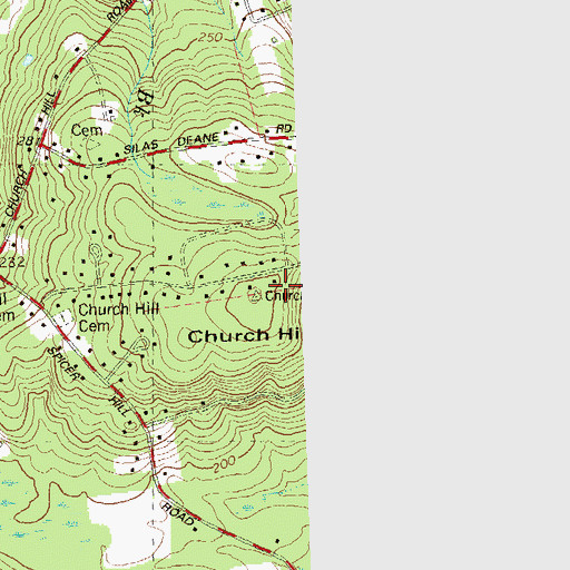 Topographic Map of Church Hill, CT
