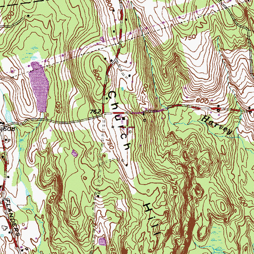 Topographic Map of Church Hill, CT