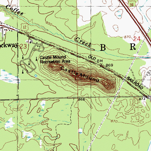 Topographic Map of Castle Mound Pine Forest State Natural Area, WI