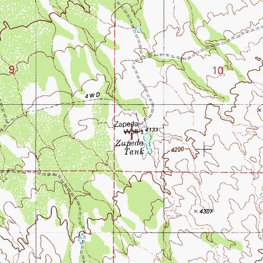 Topographic Map of Zapeda Well, AZ