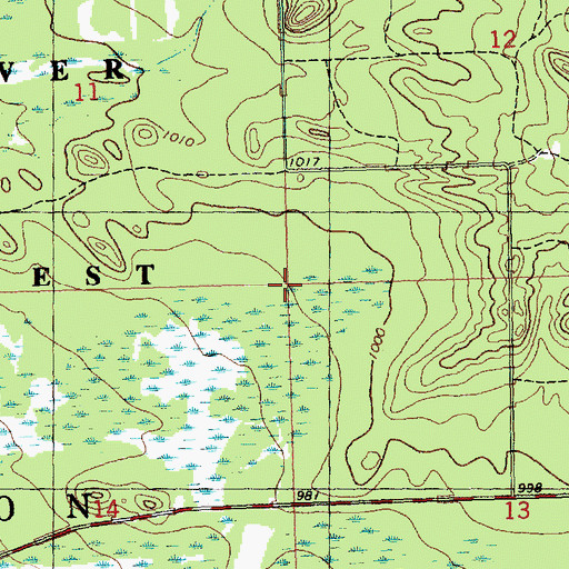 Topographic Map of Ketchum Creek Pines State Natural Area, WI