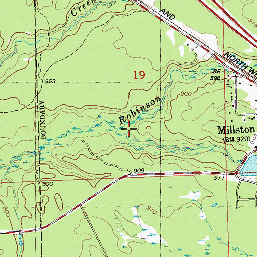 Topographic Map of Robinson Creek Pines State Natural Area, WI