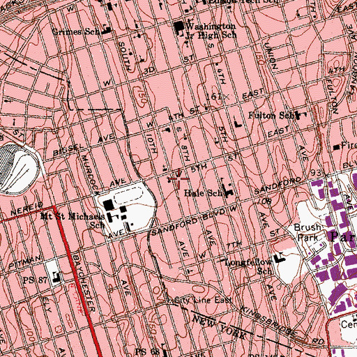 Topographic Map of Beulah Seventh Day Adventist Church, NY