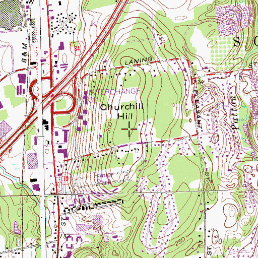 Topographic Map of Churchill Hill, CT