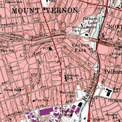 Topographic Map of Mount Vernon Heights Congregational Church, NY