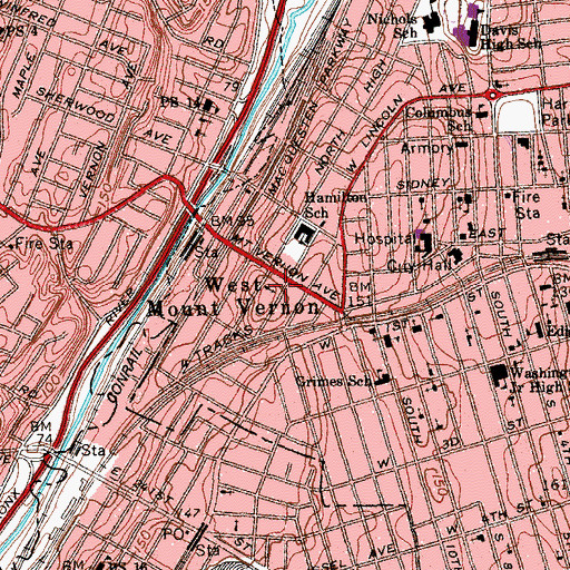 Topographic Map of Saint Mary's Roman Catholic Church, NY