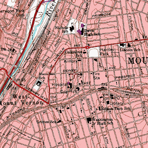 Topographic Map of Westchester Orthodox Presbyterian Church, NY