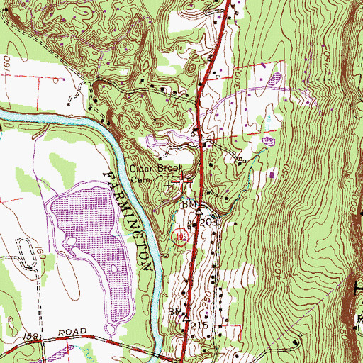 Topographic Map of Cider Brook Cemetery, CT