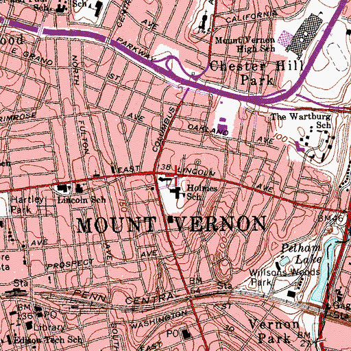 Topographic Map of Presbyterian Church of Mount Vernon, NY