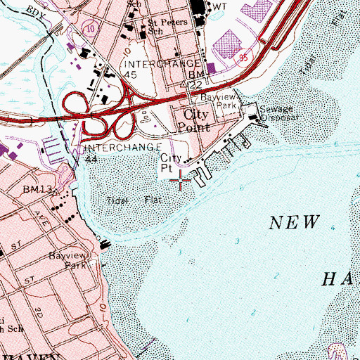 Topographic Map of City Point, CT