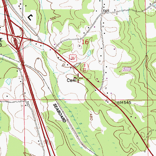 Topographic Map of Aldridge Family Cemetery, AL