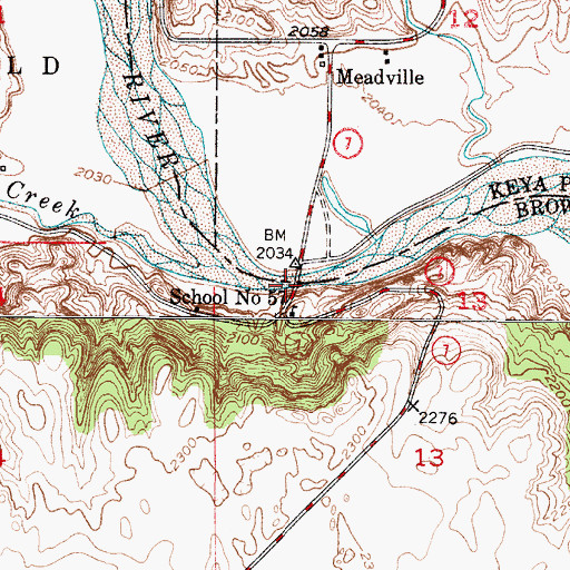 Topographic Map of Meadville Bridge, NE