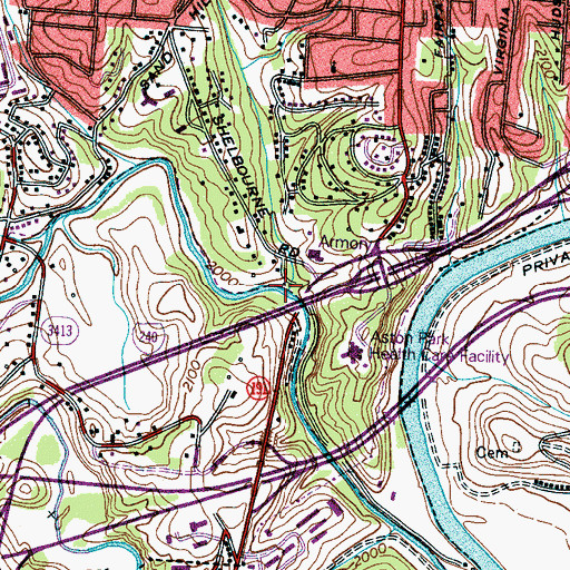 Topographic Map of Rhododendron Creek, NC