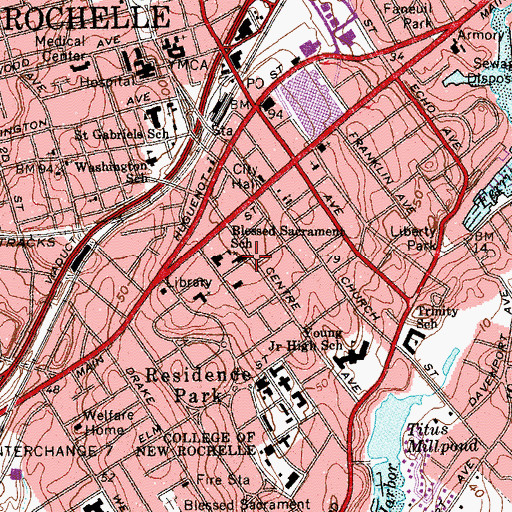 Topographic Map of Blessed Sacrament Church, NY