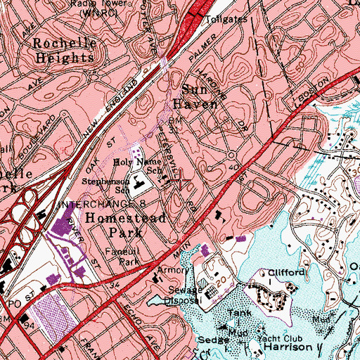 Topographic Map of Holy Name Church, NY