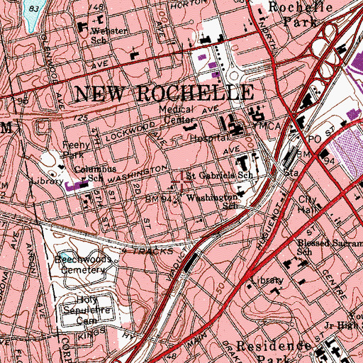 Topographic Map of New Rochelle Assembly of God Church, NY