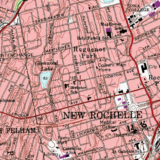 Topographic Map of New Rochelle Seventh Day Adventist Church, NY