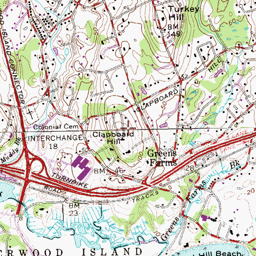 Topographic Map of Clapboard Hill, CT