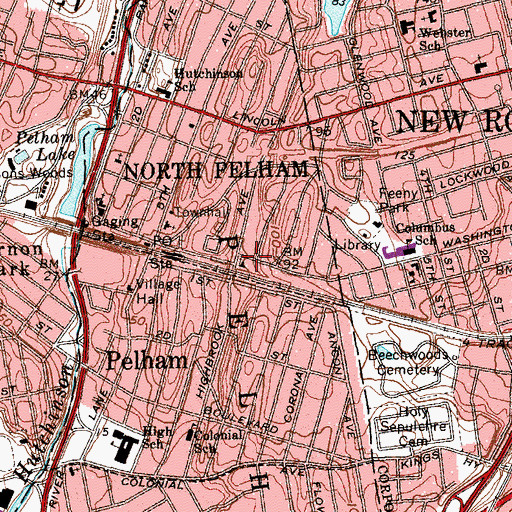 Topographic Map of Community Church of the Pelhams, NY