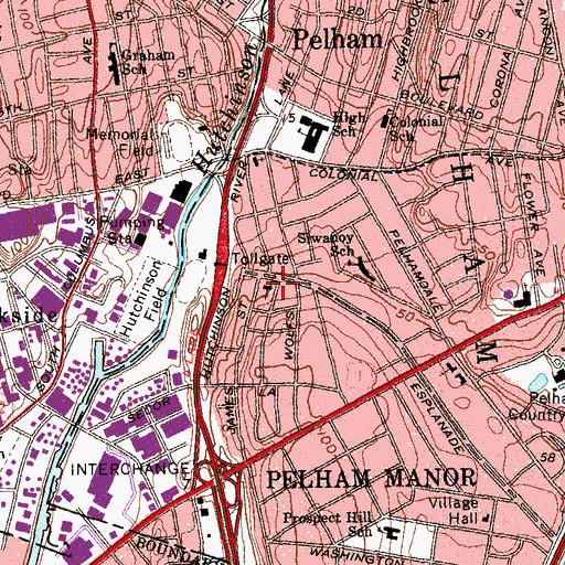 Topographic Map of Pelham Jewish Center, NY
