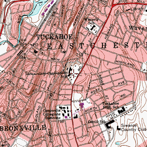 Topographic Map of Immaculate Conception Church, NY