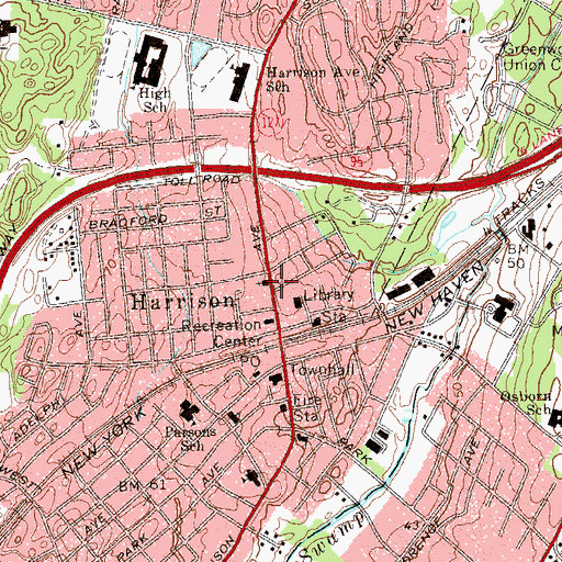 Topographic Map of All Saints Church, NY