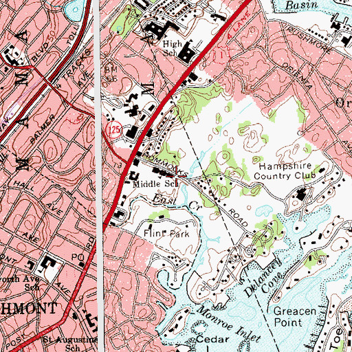Topographic Map of Hommocks School, NY