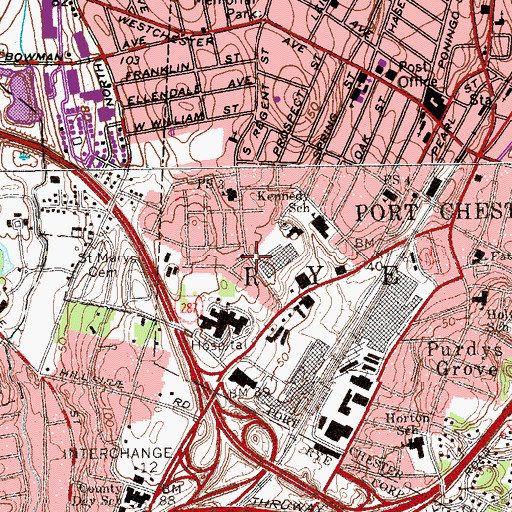 Topographic Map of Westchester Pentecostal Church, NY