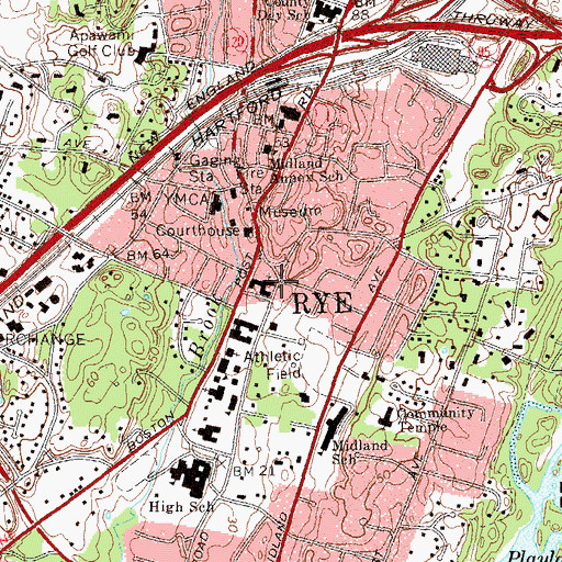 Topographic Map of Christ's Church of Rye, NY