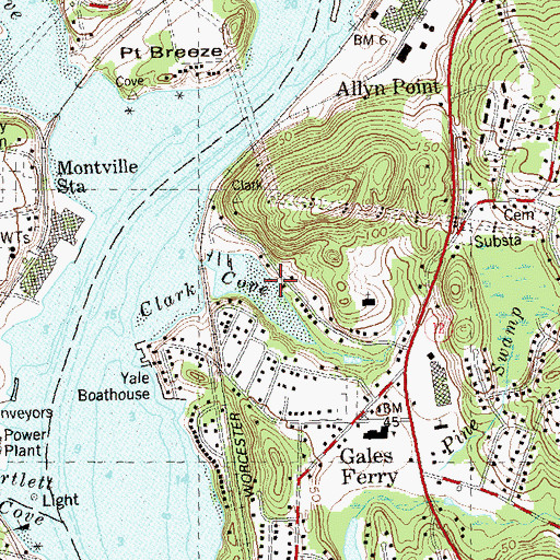 Topographic Map of Clark Cove, CT