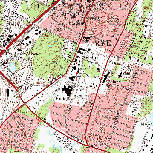 Topographic Map of Rye Presbyterian Church, NY