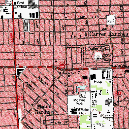 Topographic Map of West Park, FL