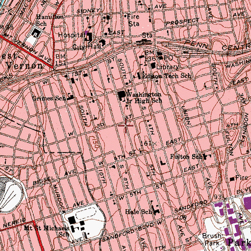 Topographic Map of Mount Vernon Fire Department Station 3, NY