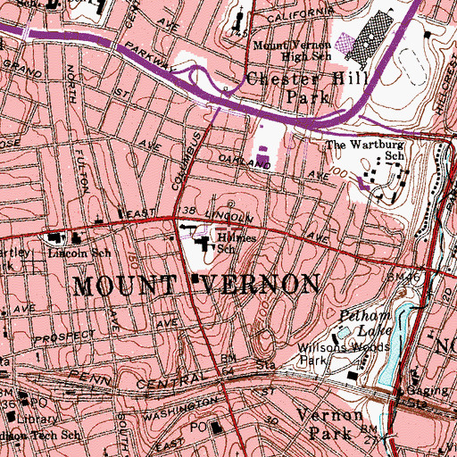 Topographic Map of Mount Vernon Fire Department Station 6, NY