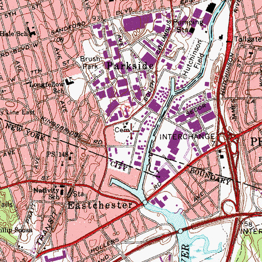 Topographic Map of Saint Pauls Protestant Episcopal Cemetery, NY